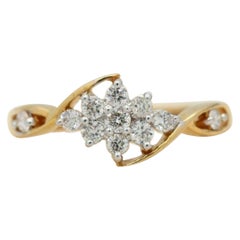 Yellow Gold Diamond Engagement Ring Flower Shape 14k Gold