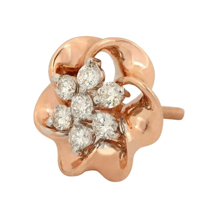 Pave Diamond Mini Flower Stud Earring 14k Rose Gold
