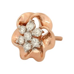 Orecchino con diamante Pave Mini Flower in oro rosa 14k