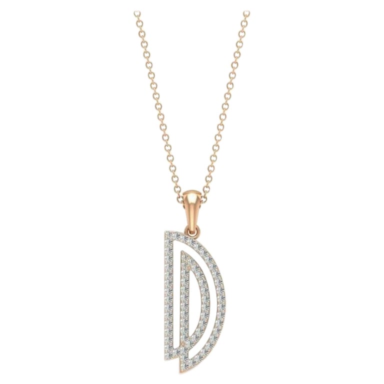 Diamond Initial Necklace D Letter Alphabet Pendant 14k Gold