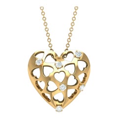 Filigree Heart Pendant Necklace in 14k Solid Gold