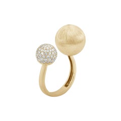 Open Diamond Ring 14K Band Round Yellow Gold Cocktail