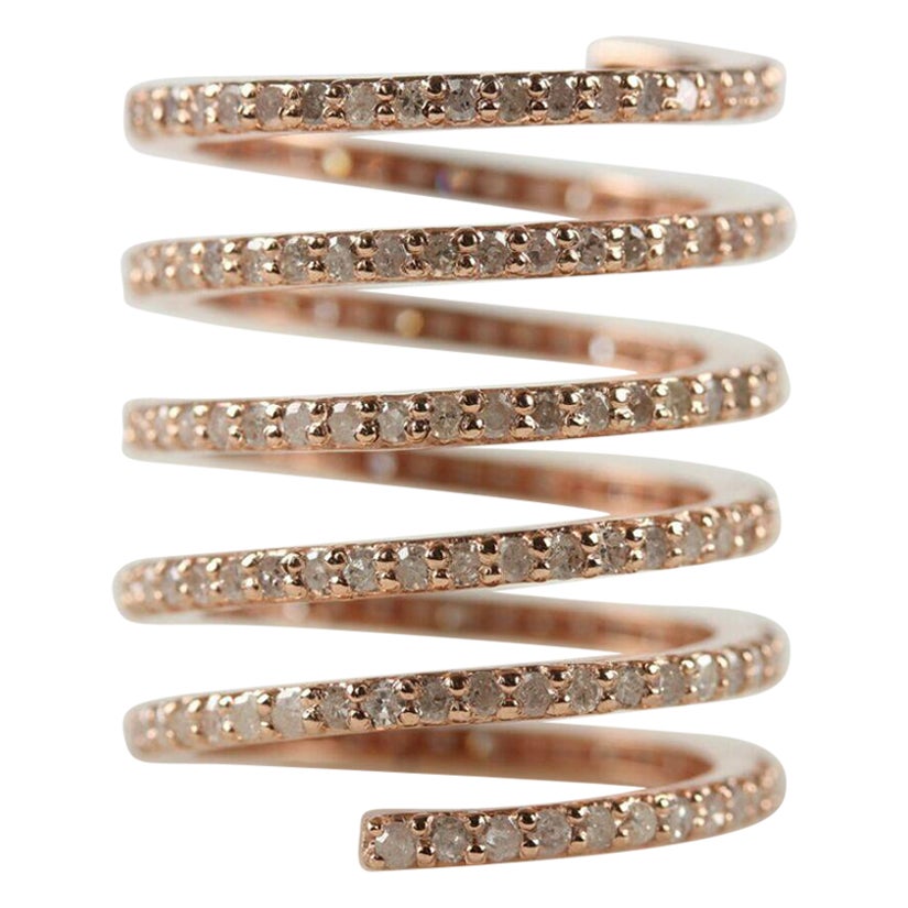 Diamond Wrap Ring 14k Gold Spiral Handmade NS22 For Sale