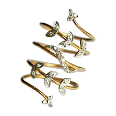 Full Finger Diamond Ring 14k Solid Gold Statement Adjustable