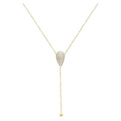 Echte Diamant Birne Lariat Halskette 14k Massiv Gold