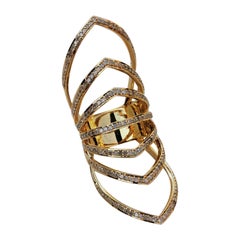 Anello lungo con diamante in oro 14k Gioielli da sposa a tutto dito