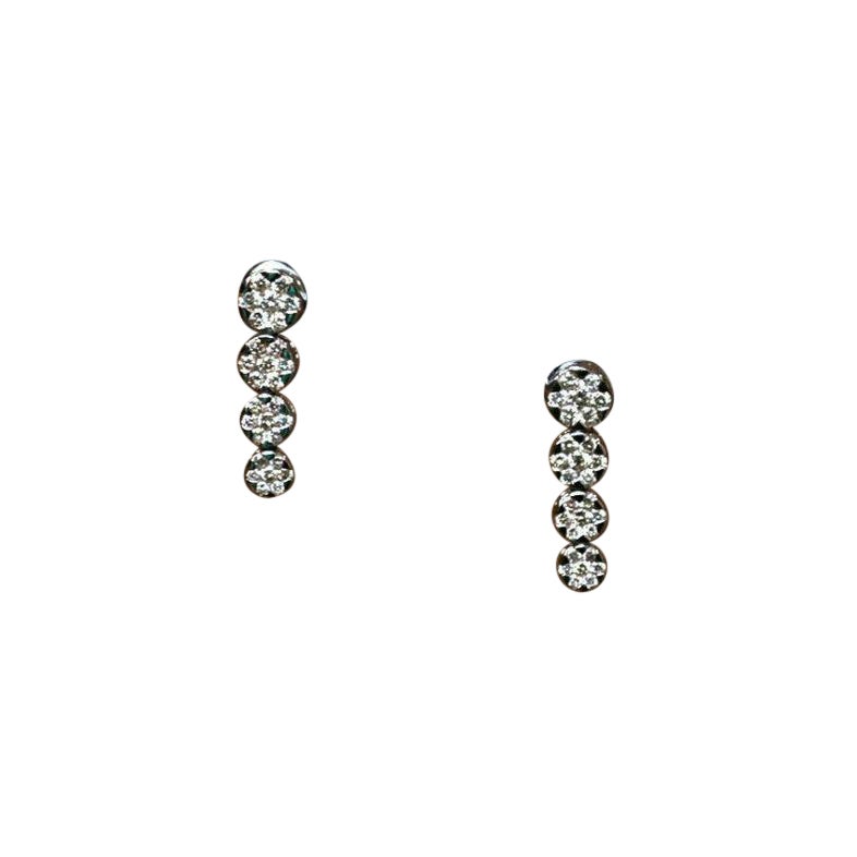 14k Solid Gold Diamond Cluster Earrings Set
