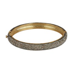 Pave Diamond Bangle 14k Gold 925 Silver Handmade