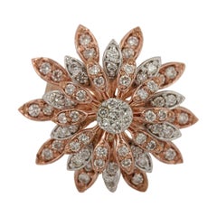 Diamond Flower Cocktail Ring 14k Rose Gold Pave Diamond