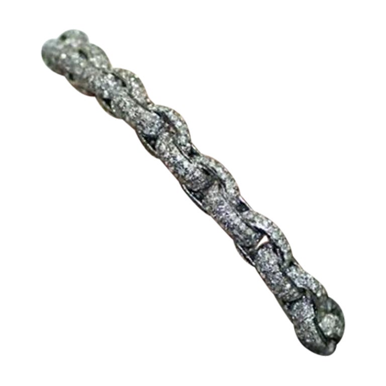 Pave Diamond Link Chain Bracelet 14k Gold & 925 Silver