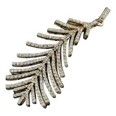 14k Solid Gold Diamond Feather Pendant Gold Wing