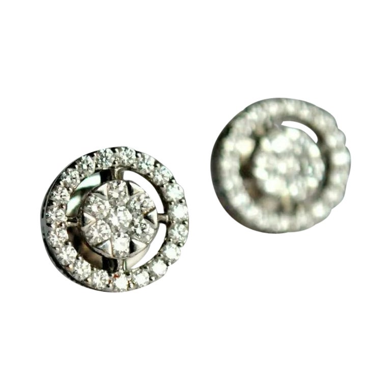 14k Gold Natural Solitaire Diamond Halo Earring Studs