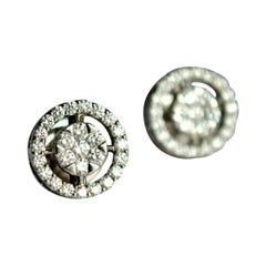 14k Gold Natural Solitaire Diamond Halo Earring Studs