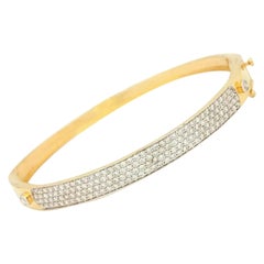 Pave Diamond Bangle 14k Gold Fine Wedding Bracelet Handmade