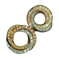 Conjunto de collar con colgante circular de diamantes en oro macizo de 14k de 3 tonos