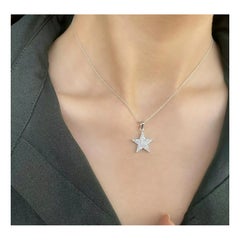 Celestial Xmas Diamond Star Pendant Necklace in 14k Solid Gold