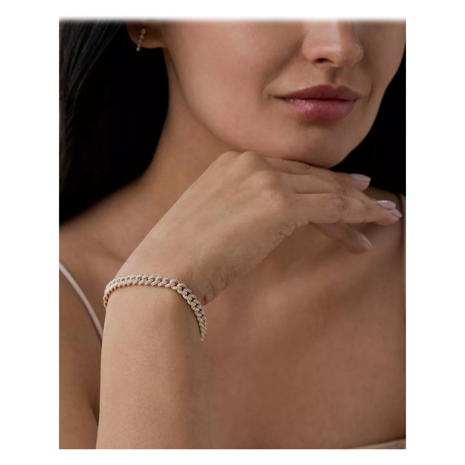 14k Solid Gold Genuine Diamond Cuban Link Bracelet (Small)