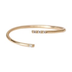 14k Solid Gold Dainty Twist Open Inset Stacking Statement Ring Band