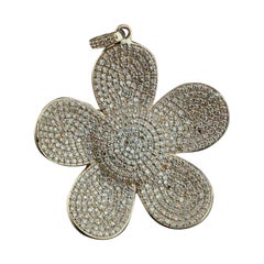 Pendentif floral en or massif 14 carats avec diamant naturel