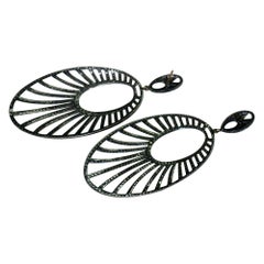 Pave Diamond Dangle Earring 925 Silver Oval Drop Earring 14k Gold