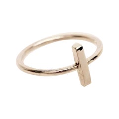 14k Solid Gold Vertical Bar Handmade Delicate Women Ring