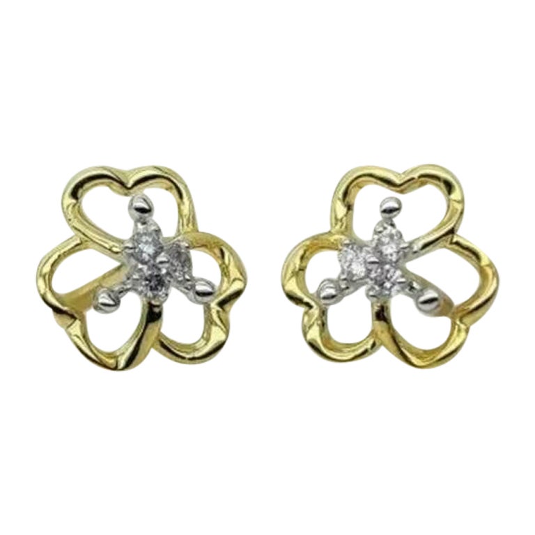 14k Massivgold Blume Diamant-Ohrstecker-Ohrstecker Dainty