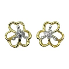 14k Massivgold Blume Diamant-Ohrstecker-Ohrstecker Dainty