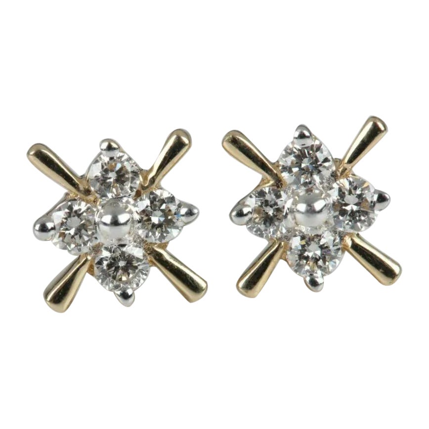 Pendiente de oro amarillo macizo de 14 quilates con diamantes Joyas para perforar la oreja
