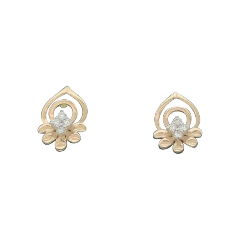 Minimalist Diamond Earring in 14k Solid Gold Designer For Sale