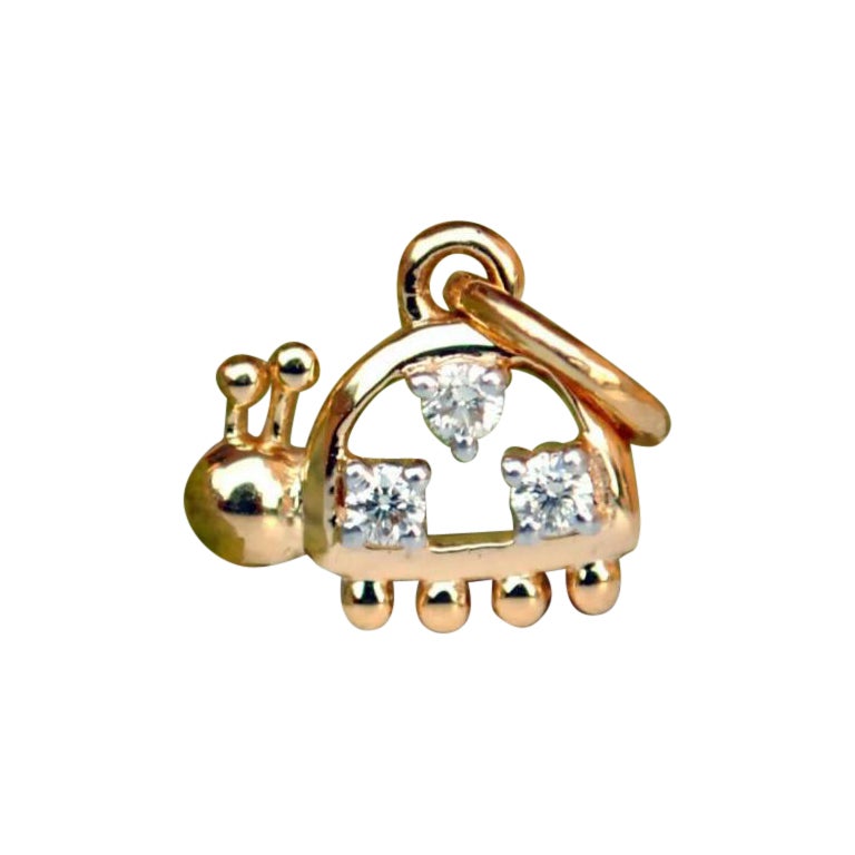 Tiny Ladybug Diamond Pendant Charm in 14k Gold