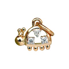 Tiny Ladybug Diamond Pendant Charm in 14k Gold