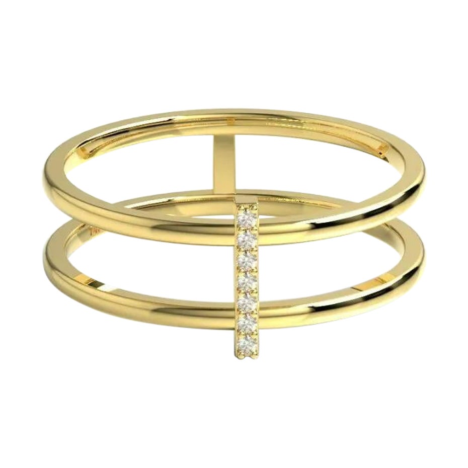 Anillo Apilable de Diamantes en Oro Amarillo Macizo de 14K