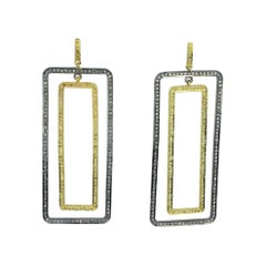 Langes Hochzeits-Ohrring, rechteckiger Diamant-Ohrring 925 Silber-Diamant-Pavé