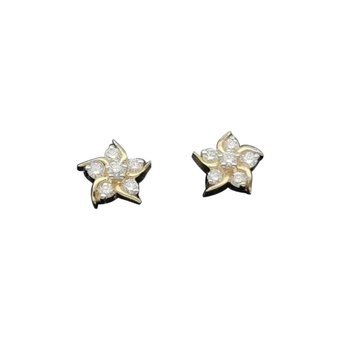 14k Solid Gold Star Natural Diamond Minimalist Gold Star Stud Earring
