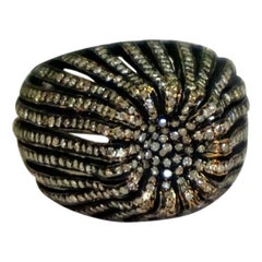 Anello con diamante a cupola Nature Pave fatto a mano in argento 925