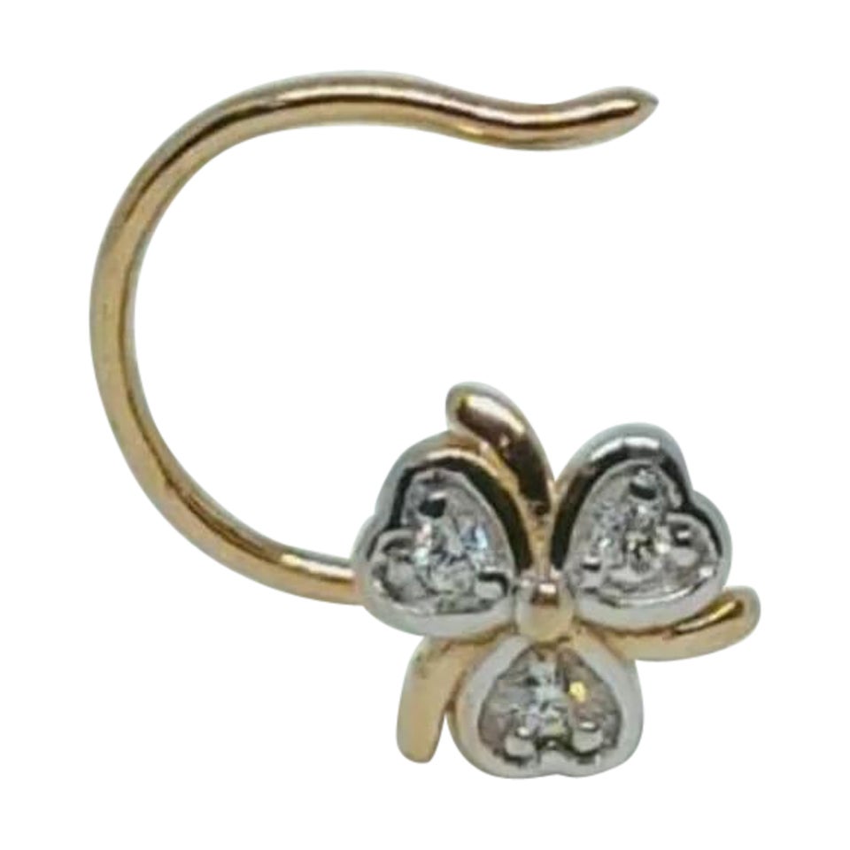 Alfiler de nariz de diamante auténtico en oro macizo de 14 quilates