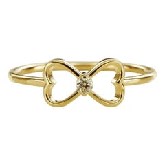 Mini Bow Shaped Diamond Ring in 14k Solid Gold