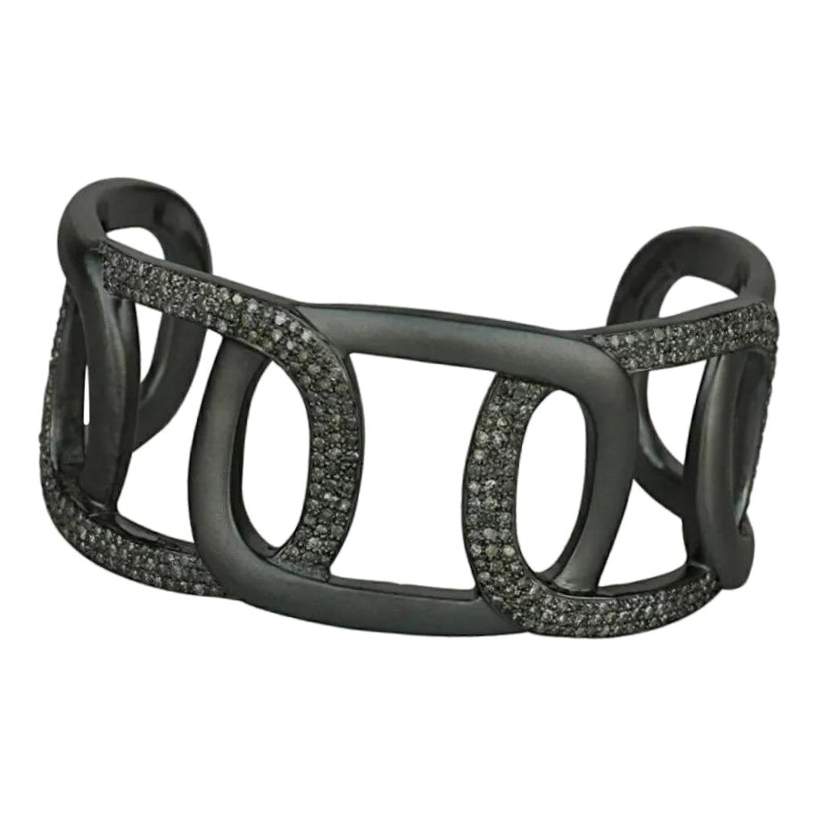 Pave Diamond Cuff Designer Bracelet/Bangle in 925 Sterling Silver