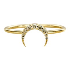 Anello con diamante a mezzaluna in oro massiccio 14 carati Design/One