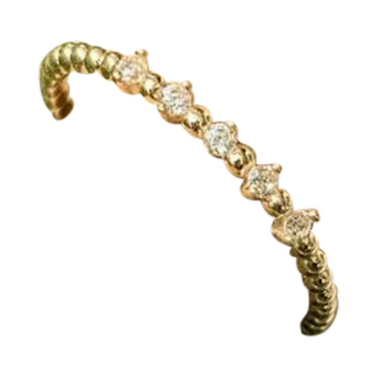 14k Solid Gold Natural Diamond Stacking Ring in Minimalist Eternity For Sale