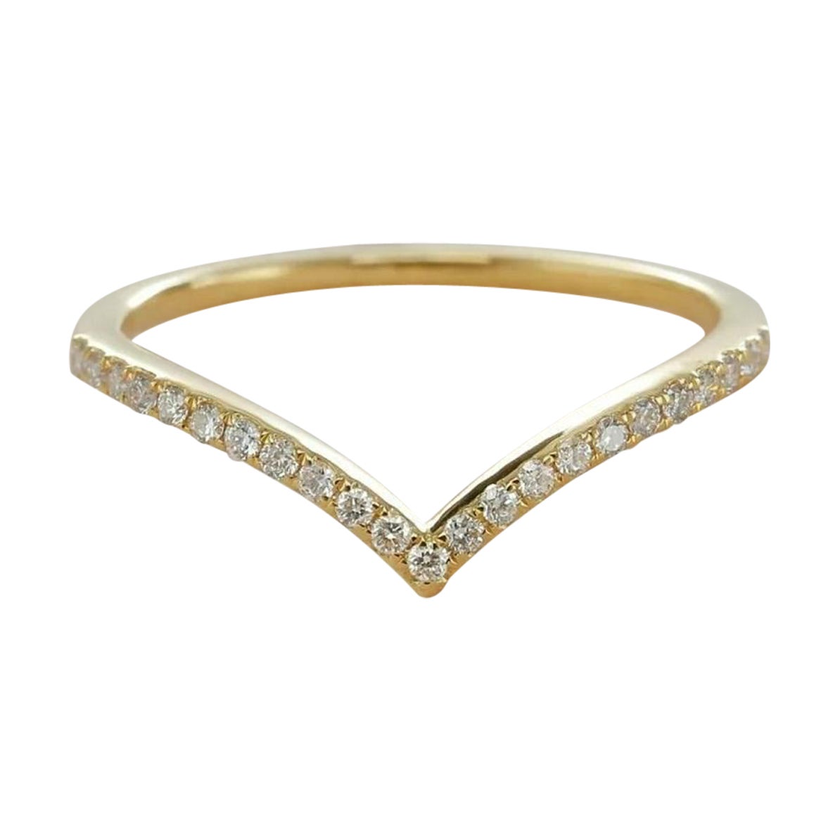 Chevron V Shaped Ring Diamond Stacking in 14k Solid Gold