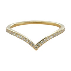 Chevron V Shaped Ring Diamond Stacking in 14k Solid Gold