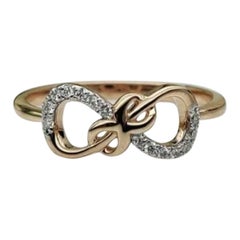 14k Massivgold Verlobungsring mit Unendlichkeitsring und Diamant