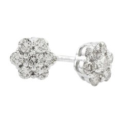 Diamond Flower Studs Cluster Earring in 14K Gold