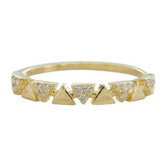 Diamant-Dreieck Alternating Band Einzigartiger Verlobungsring aus massivem Gold 14k