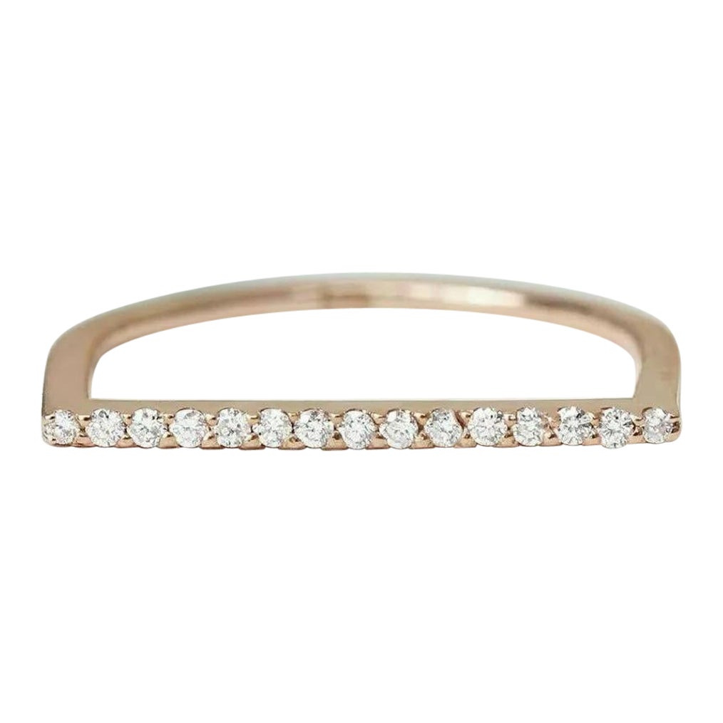 Diamond D Shape Stackable Ring in 14k Gold