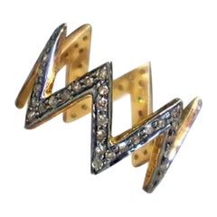 Natural Pave Diamond Zig Zag Ring 925 Silver Diamond Wedding Band Fine Jewelry