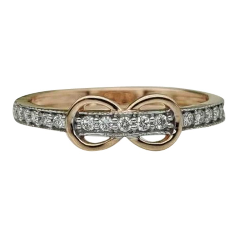 14k Solid Gold Infinity Ring Band Natural Diamond Eternity