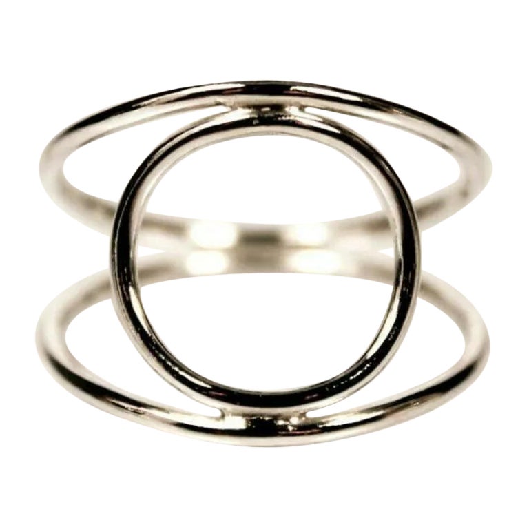 14k Solid Gold Pinched Circular Hollow Ring Band Handmade Stacking Dainty Ring