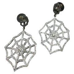 Boucles d'oreilles Spider Web en argent 925 et diamants pavés